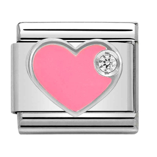 Nomination Composable Classic Charm | CZ Pink Heart | Sterling Silver