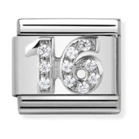Nomination Composable Classic Charm | Number 16 | Sterling Silver | Cubic Zirconia