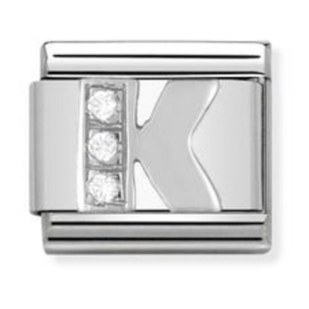 Nomination Composable Classic Charm | Letter K | Sterling Silver | Cubic Zirconia
