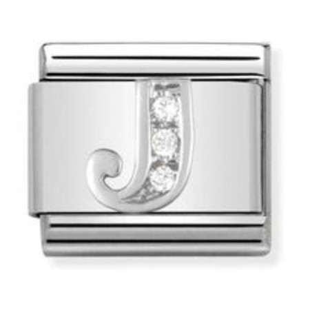 Nomination Composable Classic Charm | Letter J | Sterling Silver | Cubic Zirconia