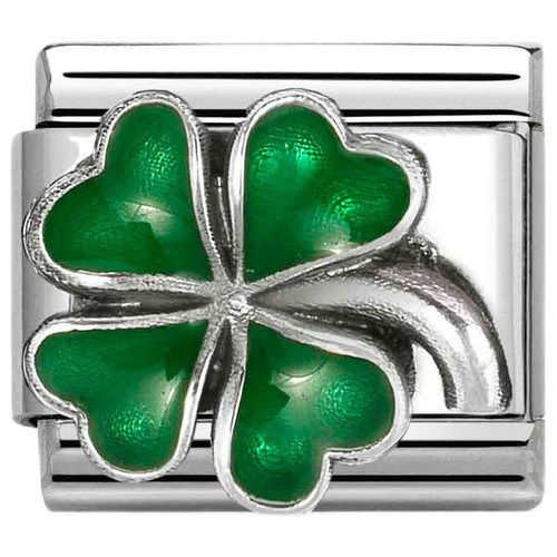 Nomination Composable Classic Charm | Silver | Green Four-Leaf Clover