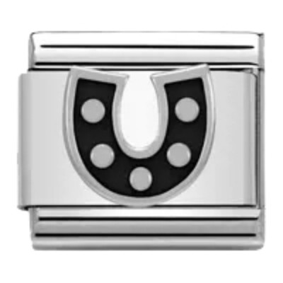 Nomination Composable Classic Charm | Black Horseshoe | Sterling Silver