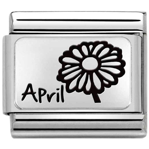 Nomination Composable Classic MONTH FLOWER PLATES Charm | Stainless-steel | Silver | April