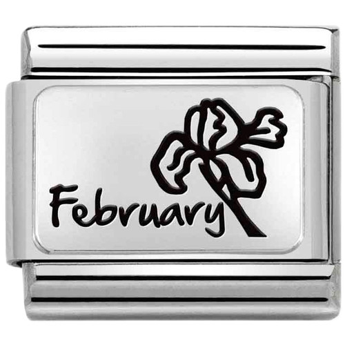 Nomination Composable Classic MONTH FLOWER PLATES Charm | Stainless-steel | Silver | February