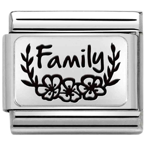 Nomination Composable Classic PLATES Charm | Stainless-steel | Silver | Family Flowers