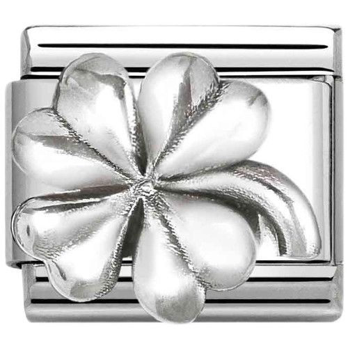 Nomination Composable Classic OXIDIZED SYMBOLS Charm | Stainless-steel | Silver | Four-Leaf Vintage Clover