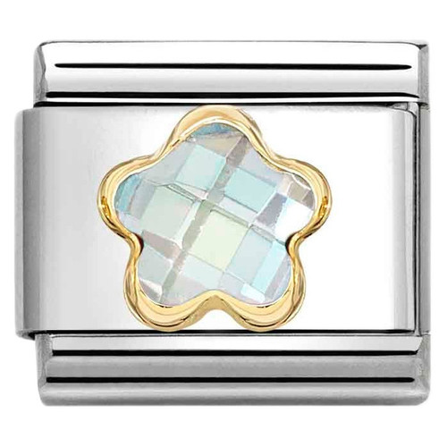 Nomination Composable Classic Charm | 18k Gold | Faceted CZ Flowers | White