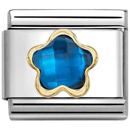 Nomination Composable Classic Charm | Stainless-steel | Yellow-gold | Blue CZ Flower