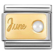 Nomination Composable Classic Month Charm | Gold June White Pearl