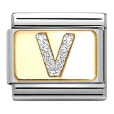 Nomination Composable Classic Glitter Charm | Gold Letter V