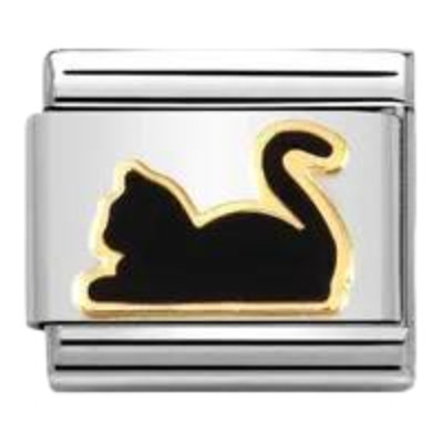 Nomination Composable Classic Charm | Gold Black Cat Lying Down