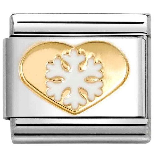 Nomination Composable Classic Charm | 18k Gold | Gold Heart with Snowflake