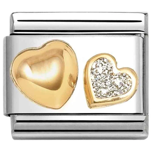 Nomination Composable Classic Charm | 18k Gold | Heart and Rounded Heart