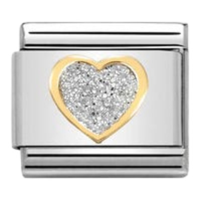 Nomination Composable Classic Glitter Charm | Gold Silver Heart
