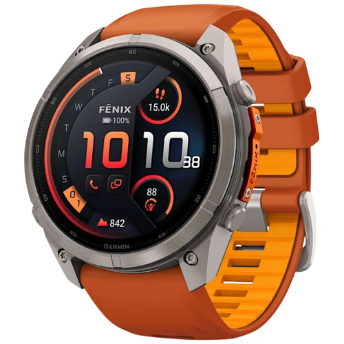 Garmin Fenix 9 Pro AMOLED INREACH Watch | 51mm | Sapphire | Titanium | Autumn Orange | Orange Band