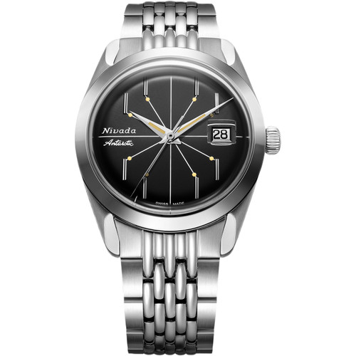 Nivada Grenchen Antarctic Spider Watch | 35mm | Hand Winding | Black | Beads of Rice Bracelet