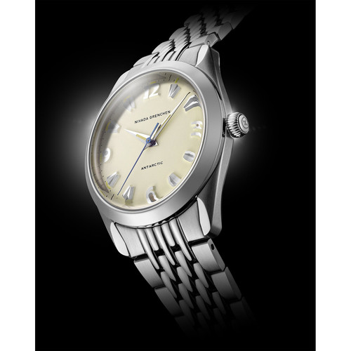 Nivada Grenchen Antarctic Watch | 38mm | Automatic | Eggshell Beige | Beads of Rice Bracelet
