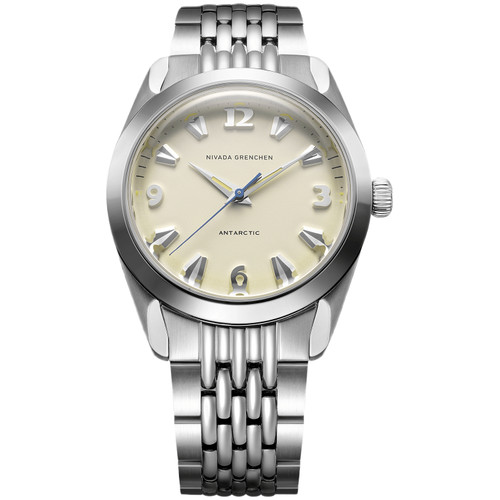 Nivada Grenchen Antarctic Watch | 38mm | Automatic | Eggshell Beige | Beads of Rice Bracelet