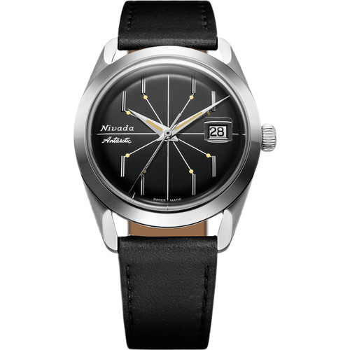 Nivada Grenchen Antarctic Spider Watch | 35mm | Hand Winding | Black | Black Leather