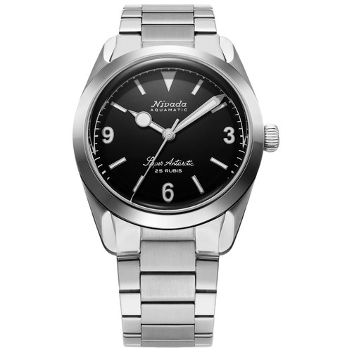 Nivada Grenchen Super Antarctic 3.6.9 Watch | 38mm | Automatic | Black | Flat Link Bracelet