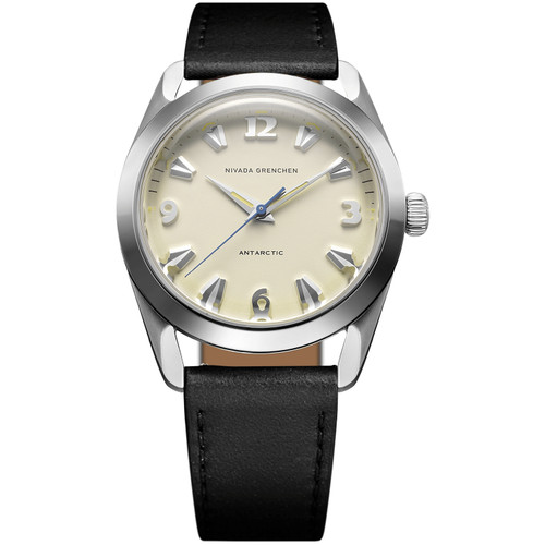 Nivada Grenchen Antarctic Watch | 38mm | Automatic | Eggshell Beige | Black Leather