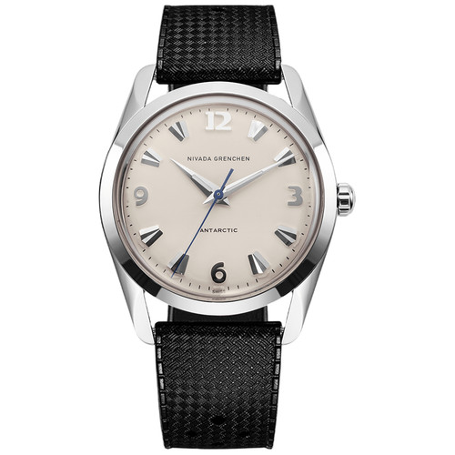 Nivada Grenchen Antarctic Watch | 35mm | Hand Winding | Eggshell White | Black Rubber Tropic