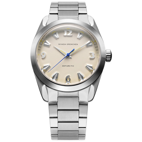 Nivada Grenchen Antarctic Watch | 35mm | Hand Winding | Eggshell Beige | Flat Link Bracelet