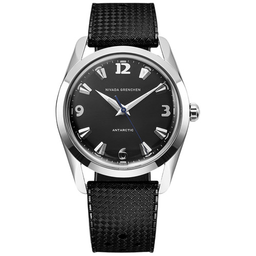 Nivada Grenchen Antarctic Watch | 35mm | Hand Winding | Black | Black Rubber Tropic