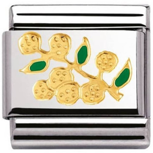 Nomination Ladies Composable Classic 18K Gold Green Enamel Mimosa Charm 030278/09