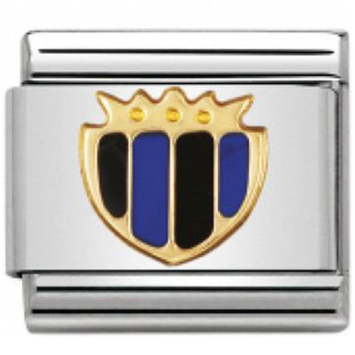 Nomination Ladies Composable Classic 18K Gold Black And Blue Enamel Shield Charm 030204/03