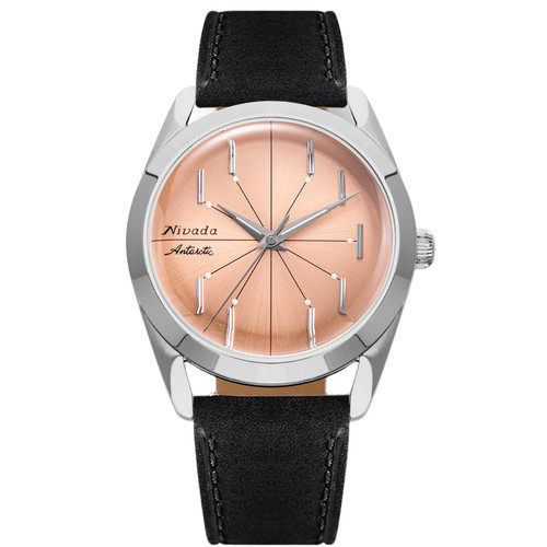 Nivada Grenchen Antarctic Spider Watch | 38mm | Automatic | Salmon | Black Leather