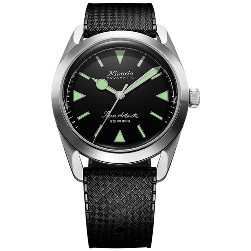 Nivada Grenchen Super Antarctic Watch | 38mm | Automatic | Green | Black Rubber Tropic