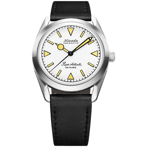 Nivada Grenchen Super Antarctic Watch | 38mm | Automatic | White Beige | Black Leather