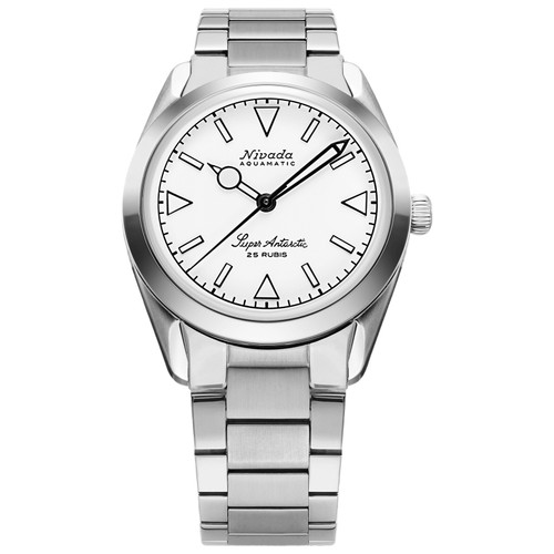 Nivada Grenchen Super Antarctic Watch | 38mm | Automatic | White | Flat Link
