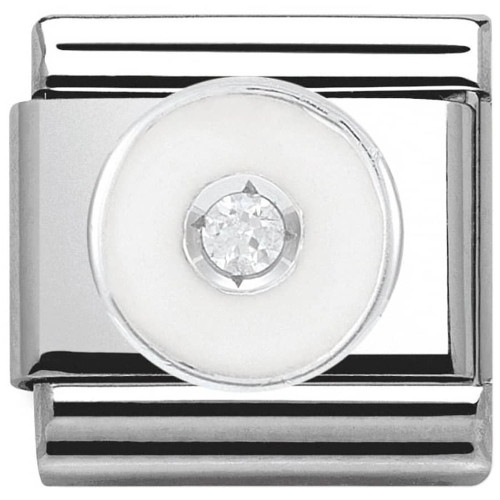 Nomination Ladies Composable Classic White Enamel White Synthetic Cubic Zirconia Circle Charm 330305/16