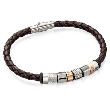 Fred Bennett Stainless-steel Brown Leather Bracelet B4544