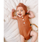 Ribbed Button Romper - Rust