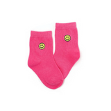 Hot Pink Smiley Emb. Midi Socks