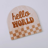 Checkered Hello World Arched Baby Announcement Sign