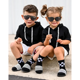 Black Checkered Kids Socks