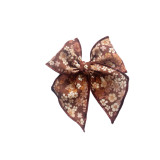 Brown Retro Floral Small Bow