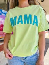 Bright Green Mama Block Washed Graphic Tee