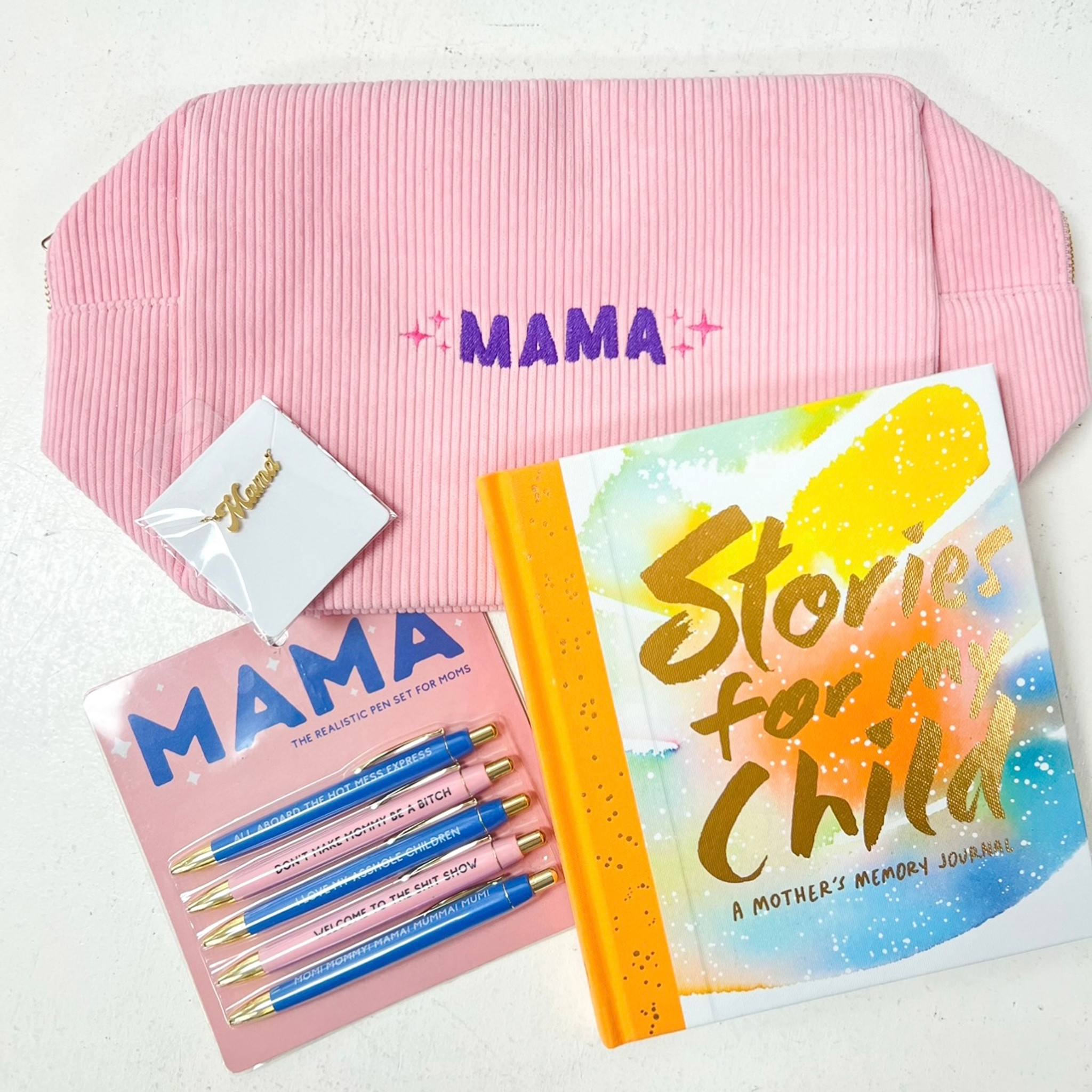 Pink 'Mama' Stars Corded XL Pouch