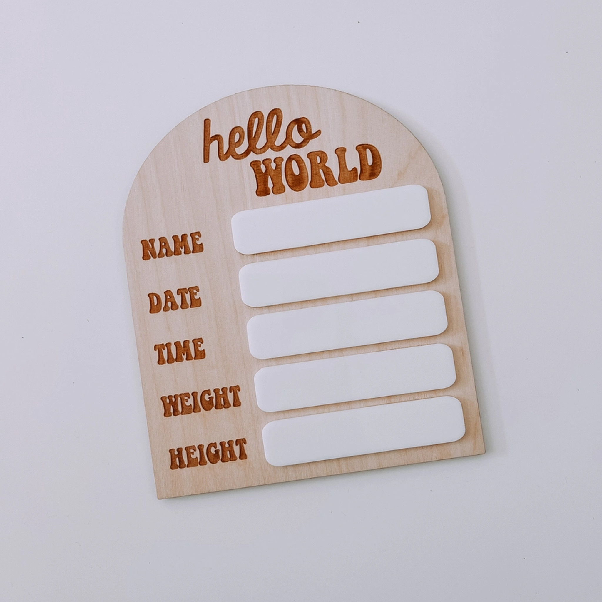 Hello World Dry Erase Baby Stats Sign