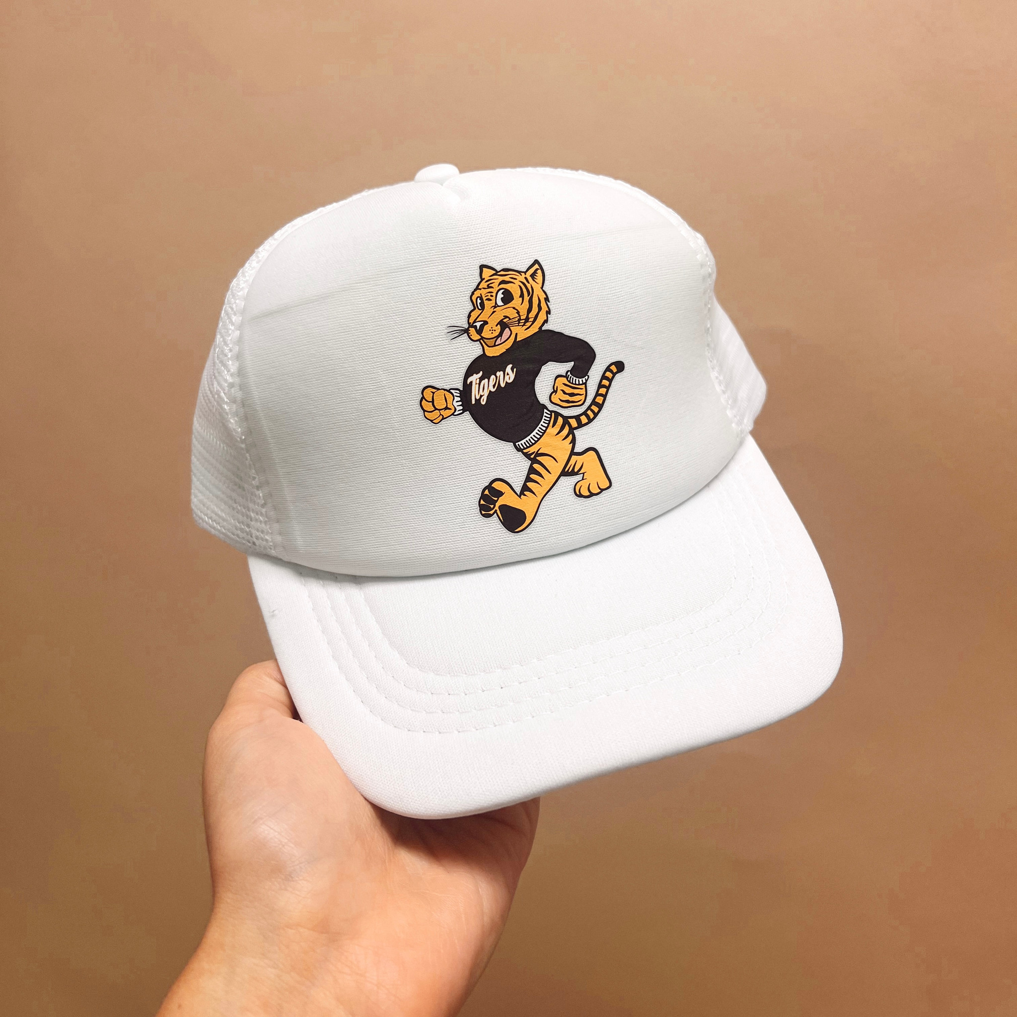 Retro Tiger Mascot Kids Trucker Hat