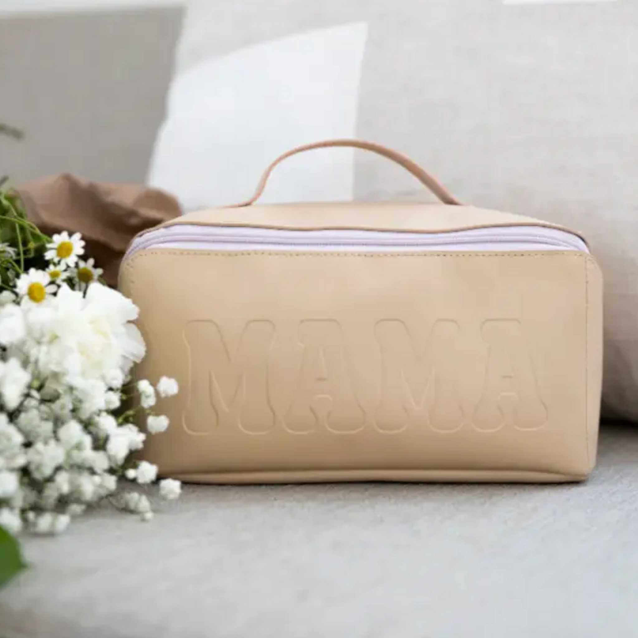 Mama Embossed Triangle Makeup Bag