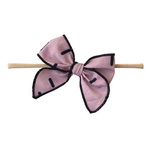 Edged Bow Headband - Mauve Dash