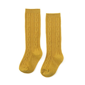 Citron Cable Knit Knee High Socks