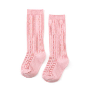 Rose Quartz Cable Knit Knee High Socks