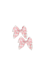 Piggy Knot Clips - Pink Check